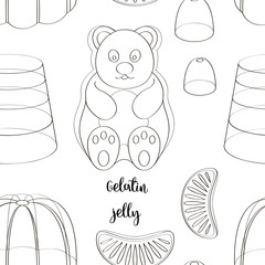 Pattern of beautiful realistic jelly assortement.