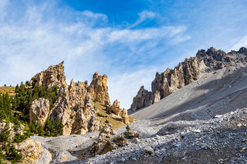 Alpine landscape of the French alps, Brunissard in the Provence Alpes, France.