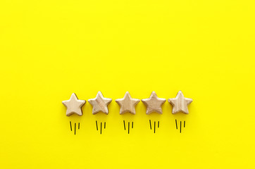 concept image of setting a five star goal. increase rating or ranking, evaluation and...