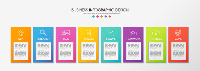Business flowchart with 8 steps. Infographic template. Vector