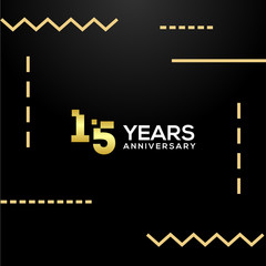 Fototapeta na wymiar 15 Year Anniversary Gold Number Vector Design