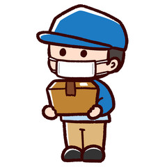 マスクをした配達員　男性