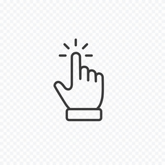 Click cursor icon isolated on transparent background. Vector hand pointer symbol.
