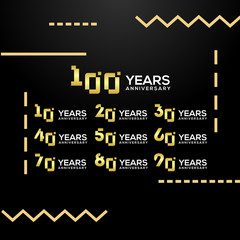 Set Year Anniversary Gold Number Vector Design