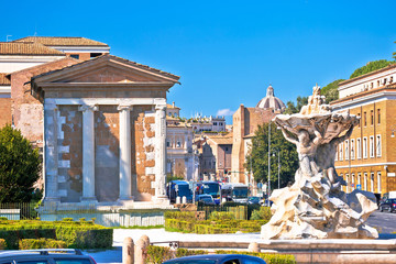 Rome. Temple of Portuno and acient landmarks of eternal city of Rome