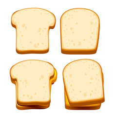 Vector bread, toast, sliced bread for sandwich isolated on white background