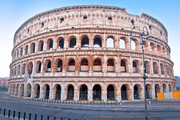 Fototapeta na wymiar Rome. Colosseum of Rome empty street view