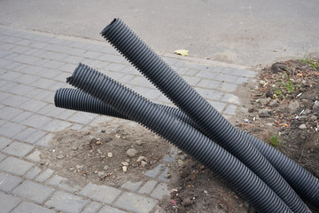 pipes in the ground for urban communications,industrial corrugated pipes buried in the ground,...