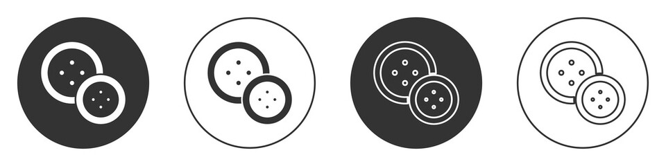 Black Sewing button for clothes icon isolated on white background. Clothing button. Circle button. Vector Illustration