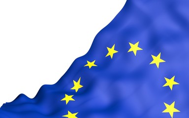 Slightly waving flag of the European Union isolated on white background, 3D rendering. Symbol of Europe. 3D illustration