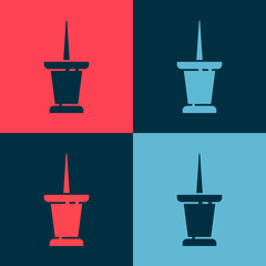 Pop art Push pin icon isolated on color background. Thumbtacks sign.  Vector Illustration