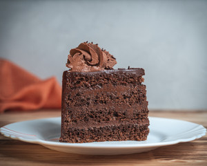 chocolate cake with chocolate cream and orange platinam