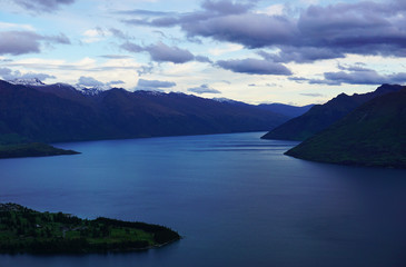 Beautiful blue mountain lake