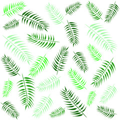 Fototapeta na wymiar Seamless vector pattern with tropical leaves hand drawn isolated on a white background. Vector background pattern with green leaves perfect for wedding invitations, textile, print