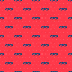 Blue line Glasses for swimming icon isolated seamless pattern on red background. Goggles sign. Diving underwater equipment.  Vector Illustration