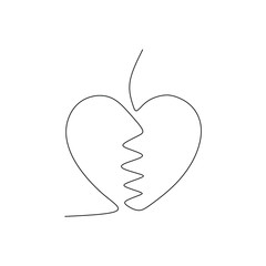 broken heart continuous line