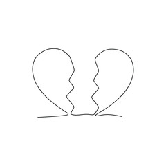 broken heart continuous line