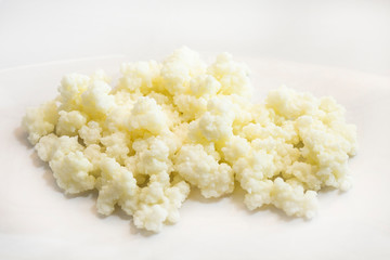 Milk kefir grains in plate with, photographed with natural light