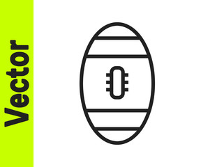 Black line American Football ball icon isolated on white background. Rugby ball icon. Team sport game symbol.  Vector Illustration