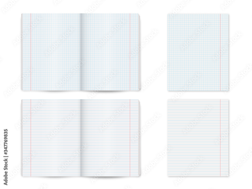 Wall mural mock up notebook, notepad isolated on white background. vector illustration.