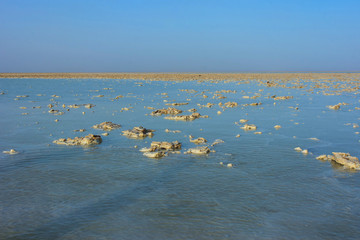 Danakil desert with salt lake, Ethiopia