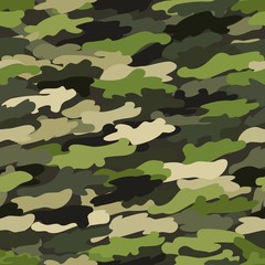 Fototapeta premium Camouflage pattern background. Classic clothing style masking camo repeat print