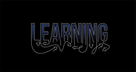 Learning Calligraphic line art Text shopping poster vector illustration Design.