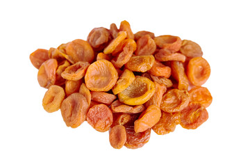 Dried apricot fruits isolated on white background