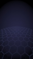 Multilayer sphere of honeycombs, gray on a dark background, social network, computer network, technology, global network. 3D illustration