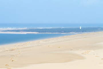 Fototapeta na wymiar Pyla-sur-Mer, Landes/France; Mar. 27, 2016. The Dune of Pilat is the tallest sand dune in Europe. It is located in La Teste-de-Buch in the Arcachon Bay area, France, 60 km from Bordeaux. With more tha