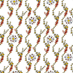 Trendy hand-drawn seamless pattern. Abstract seamless pattern summer floral background. Vector seamless texture. Elegant decoration. Doodle style texture. Abstract element.