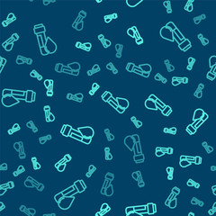 Fototapeta premium Green line Test tube with water drop icon isolated seamless pattern on blue background. Vector Illustration