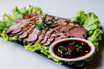 grilled meat with vegetables