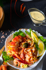 Lobster - crab salad with pasta