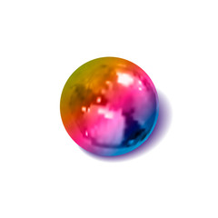 Vector gradient colored metallic ball, realistic illustration, decoration template, 3D object with a shadow, isolated.
