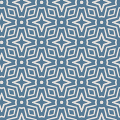 Blue abstract geometric seamless vector pattern modern tribal background for wallpaper, fabric, paper, textile or scrapbooking. Hand drawn.
