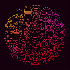 Yoga Line Icon Circle Concept