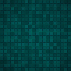 Abstract background of small squares or pixels in dark turquoise colors