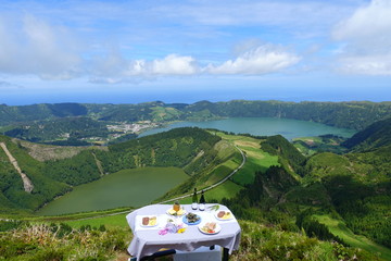 Dining at high altitude with a beautiful view