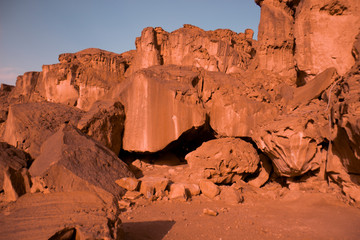 Timna park, Israel - December, 2019. Desert landscape near Eilat with rock on a sunny day in the...