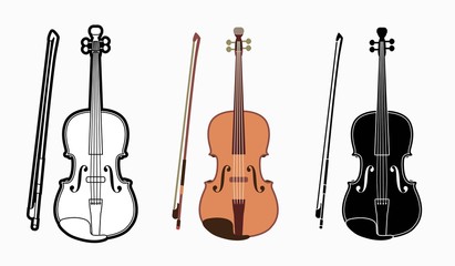 Naklejka premium Violin instrument cartoon music graphic vector