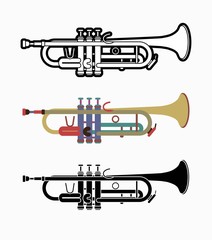 Trumpet instrument cartoon music graphic vector
