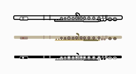 Flute instrument cartoon music graphic vector
