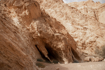 Red canyon, Israel - December, 2019. Desert landscape near Eilat with rocks in the afternoon.