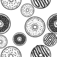 Four donuts. Apparel print design. Seamless set.