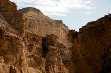 Red canyon, Israel - December, 2019. Desert landscape near Eilat with rocks in the afternoon.