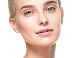 Fototapeta premium Beautiful Woman clean skin beauty face cosmetic concept pure young model