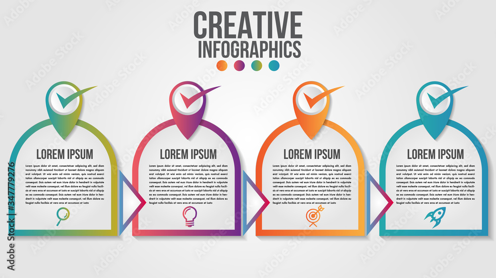Poster infographic modern timeline design vector template for business with 4 steps or options illustrate a