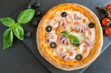 Traditional Italian dish, delicious pizza