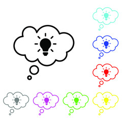 Idea vector icon set. Solution illustration symbol collection. lamp sign. Light Bulb line logo. 